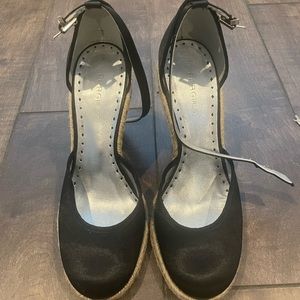 BCBG girls black satin wedge